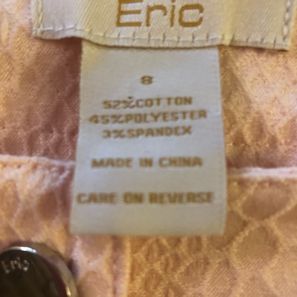 ERIC Womens Skinny Pants Size 8 Pale Peach Snake Skin Fabric Design Zip NWOT - Picture 11 of 12